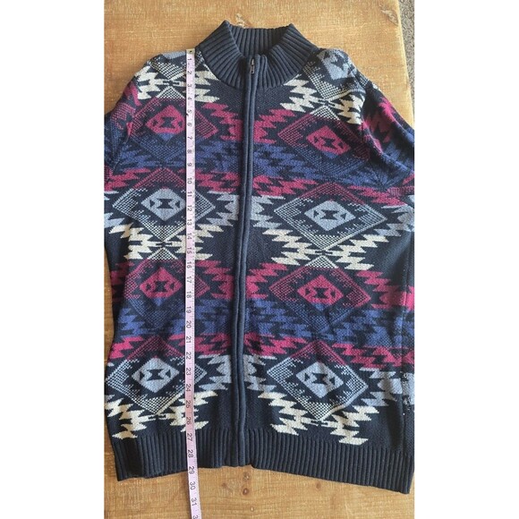 Wrangler Aztec multi color long sleeve zip up sweater men's size large - Picture 7 of 10